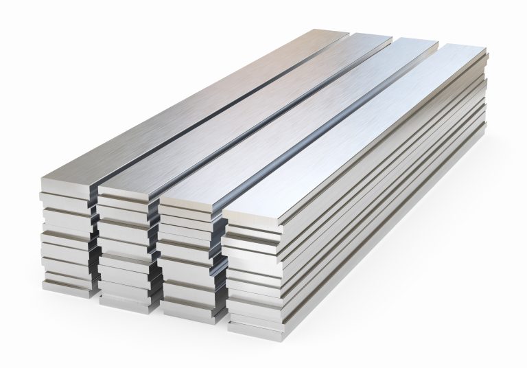 Steel,Or,Aluminum,Plates,Isolated,On,White.,Rolled,Metal,Products