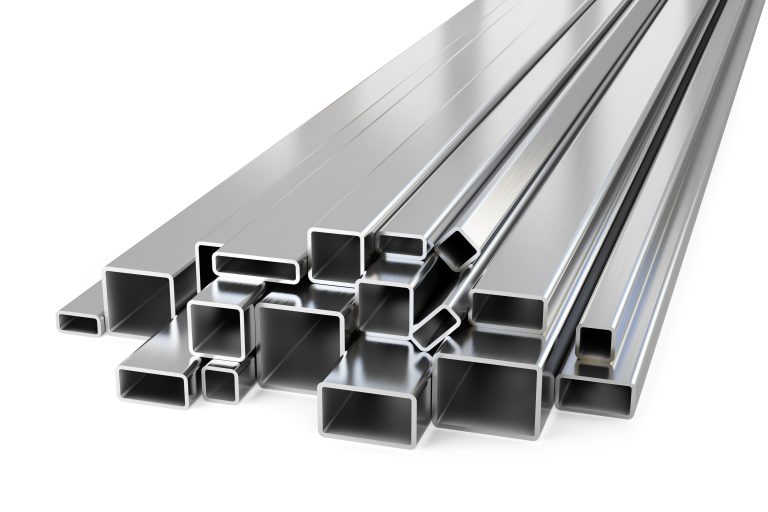 Steel,Or,Aluminum,Profiles,,Isolated,On,White,Background